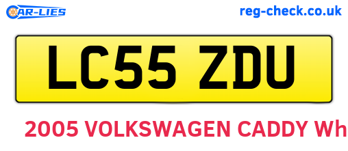 LC55ZDU are the vehicle registration plates.