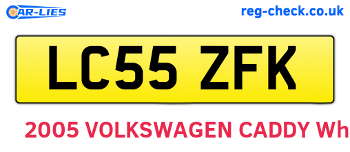 LC55ZFK are the vehicle registration plates.