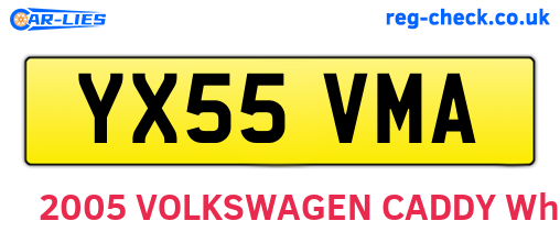 YX55VMA are the vehicle registration plates.