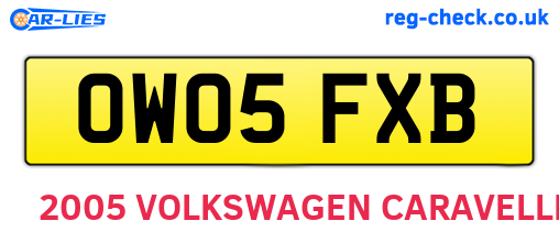 OW05FXB are the vehicle registration plates.