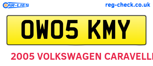 OW05KMY are the vehicle registration plates.