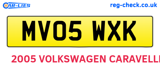 MV05WXK are the vehicle registration plates.