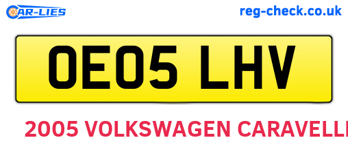 OE05LHV are the vehicle registration plates.