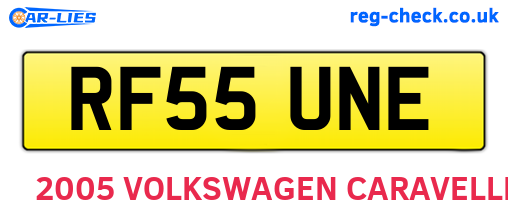 RF55UNE are the vehicle registration plates.