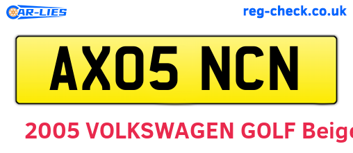 AX05NCN are the vehicle registration plates.