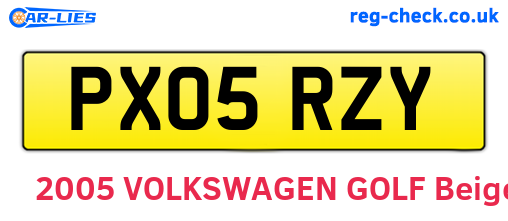 PX05RZY are the vehicle registration plates.