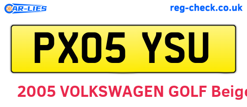 PX05YSU are the vehicle registration plates.