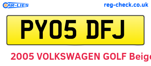 PY05DFJ are the vehicle registration plates.