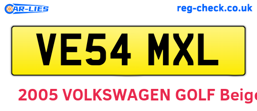 VE54MXL are the vehicle registration plates.