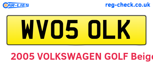 WV05OLK are the vehicle registration plates.