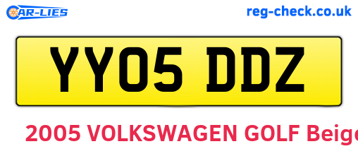 YY05DDZ are the vehicle registration plates.