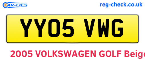 YY05VWG are the vehicle registration plates.