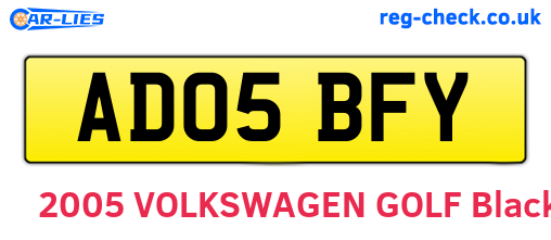 AD05BFY are the vehicle registration plates.