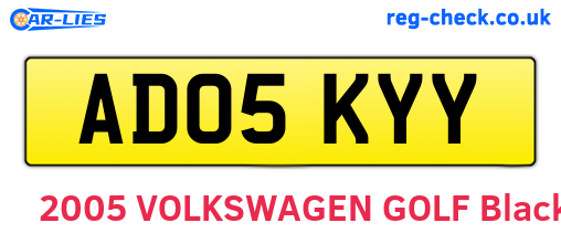 AD05KYY are the vehicle registration plates.