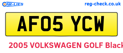 AF05YCW are the vehicle registration plates.