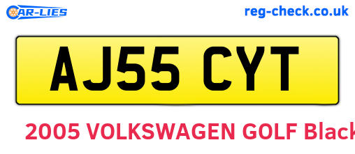 AJ55CYT are the vehicle registration plates.