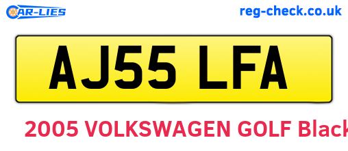 AJ55LFA are the vehicle registration plates.