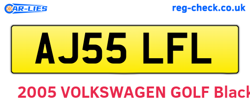 AJ55LFL are the vehicle registration plates.
