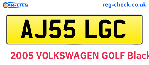 AJ55LGC are the vehicle registration plates.