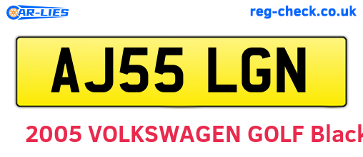 AJ55LGN are the vehicle registration plates.