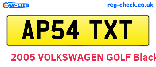 AP54TXT are the vehicle registration plates.