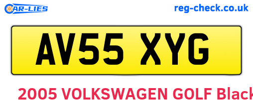 AV55XYG are the vehicle registration plates.