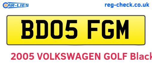 BD05FGM are the vehicle registration plates.