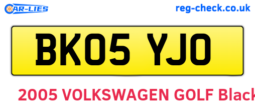BK05YJO are the vehicle registration plates.