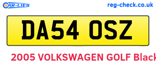 DA54OSZ are the vehicle registration plates.