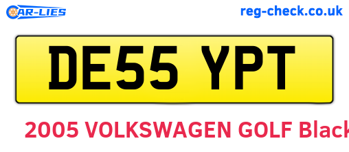 DE55YPT are the vehicle registration plates.