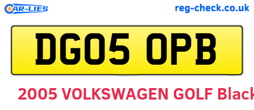 DG05OPB are the vehicle registration plates.