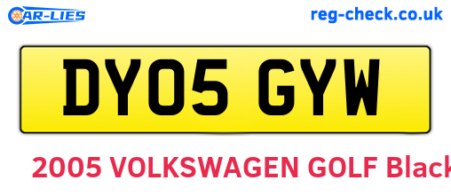 DY05GYW are the vehicle registration plates.