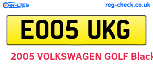 EO05UKG are the vehicle registration plates.