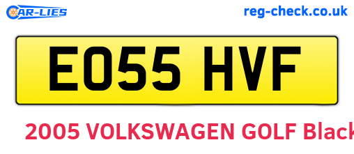 EO55HVF are the vehicle registration plates.