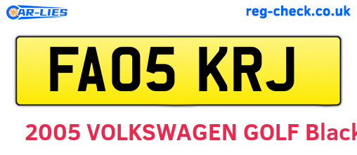 FA05KRJ are the vehicle registration plates.