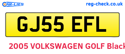 GJ55EFL are the vehicle registration plates.