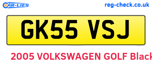 GK55VSJ are the vehicle registration plates.