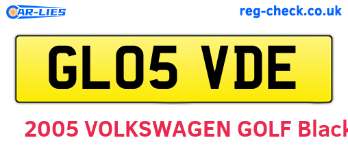 GL05VDE are the vehicle registration plates.