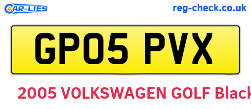 GP05PVX are the vehicle registration plates.