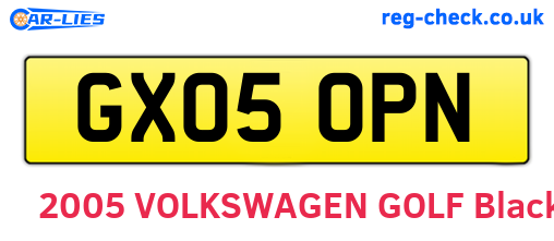 GX05OPN are the vehicle registration plates.