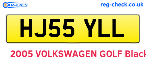 HJ55YLL are the vehicle registration plates.