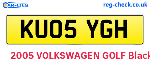 KU05YGH are the vehicle registration plates.