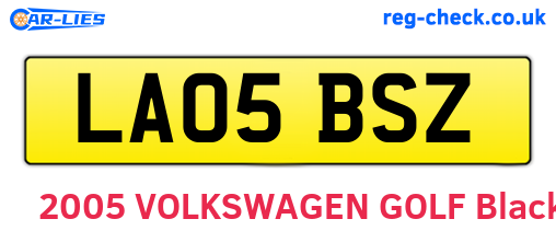LA05BSZ are the vehicle registration plates.