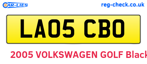 LA05CBO are the vehicle registration plates.