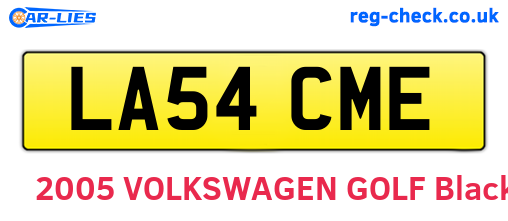 LA54CME are the vehicle registration plates.