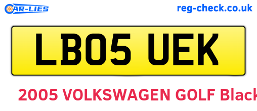 LB05UEK are the vehicle registration plates.