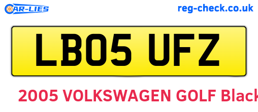 LB05UFZ are the vehicle registration plates.