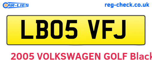 LB05VFJ are the vehicle registration plates.