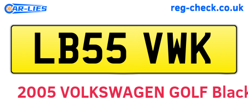 LB55VWK are the vehicle registration plates.