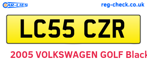 LC55CZR are the vehicle registration plates.